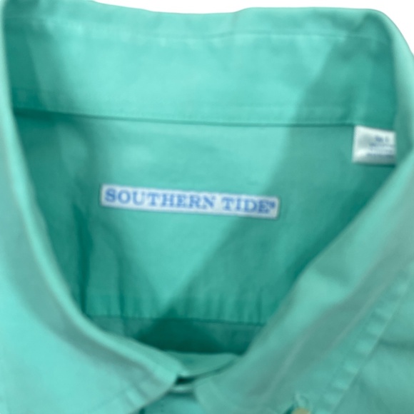 Southern Tide Large Mint Long Sleeve Button up Poplin Sports Shirt Cotton Blend - Picture 4 of 6